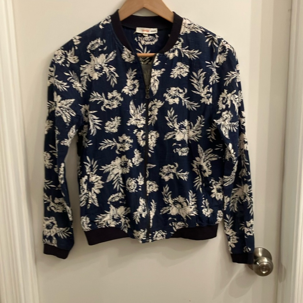 Lightweight blue and floral fashion jacket
